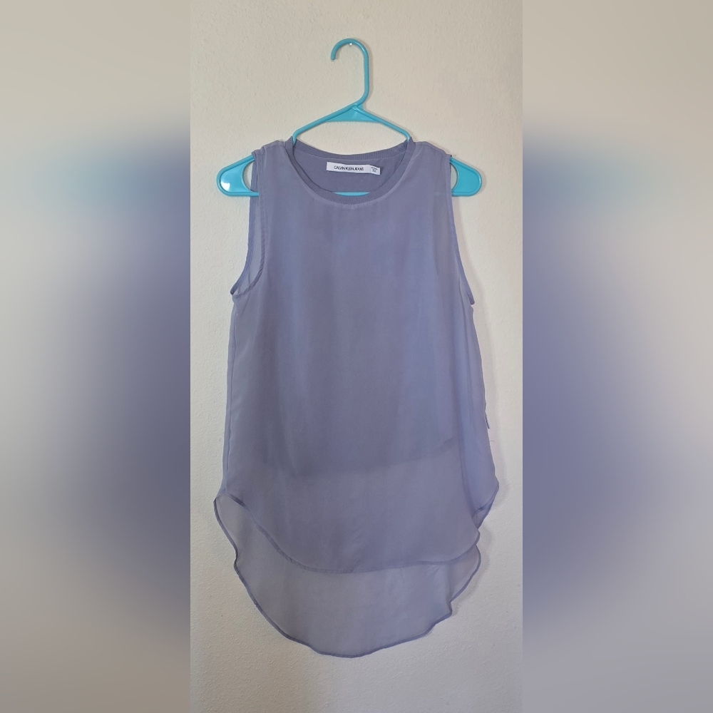 Calvin Klein Jeans Sleeveless Sheer Minimalist Chiffon Tank Top XSmall